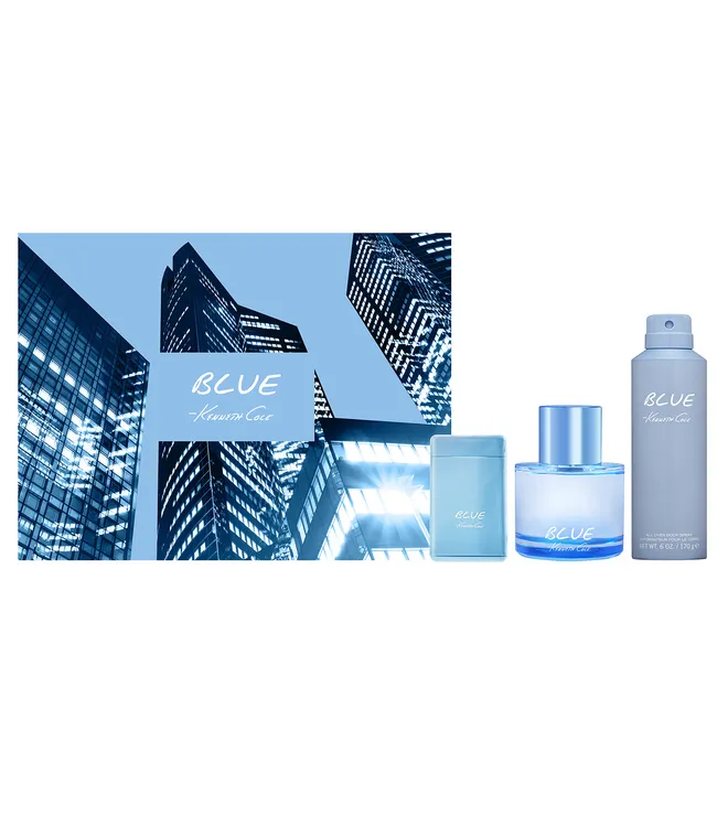 Kenneth Cole Blue Mens EDT Set 3.4 3Pc 3.4 Edt6.0 Body Spray0.6 Cc Spray